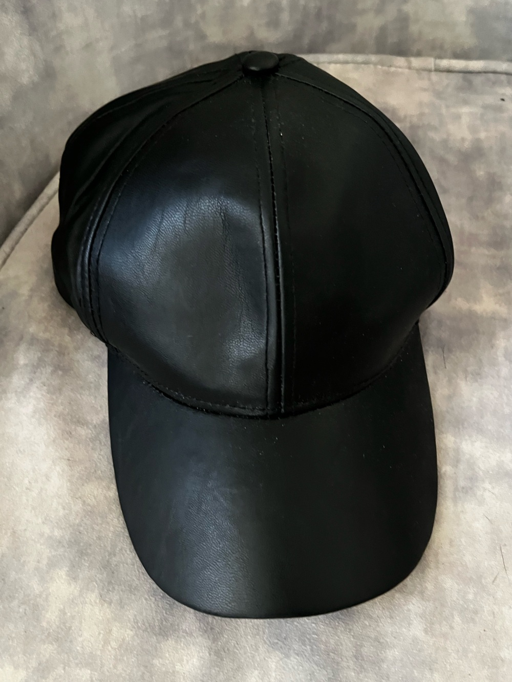 ALDO Black Vegan Faux Leather Baseball Cap Hat